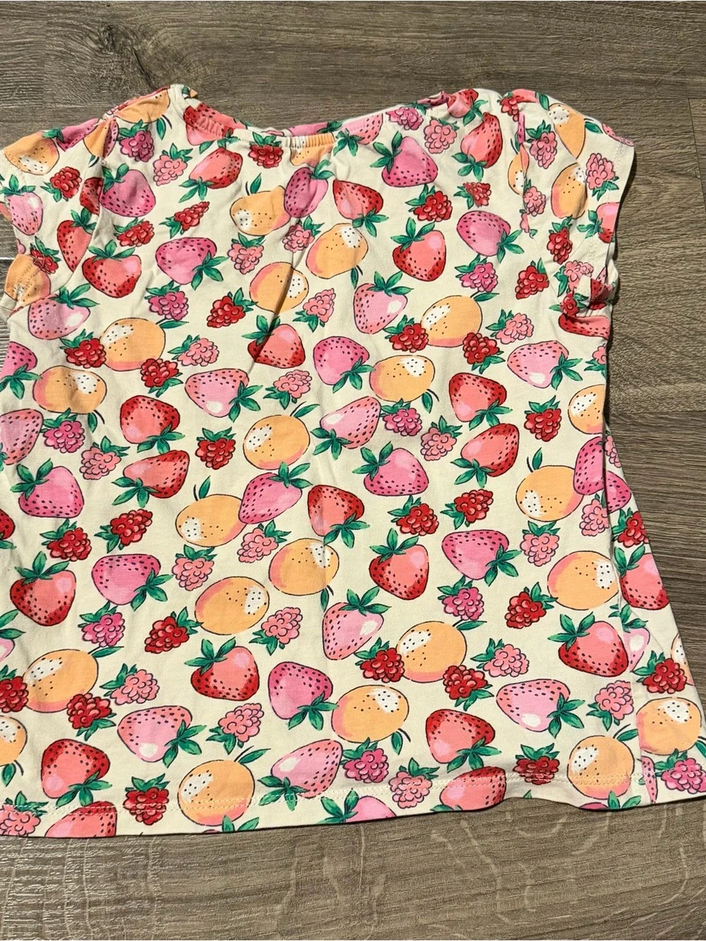 Girls' Fruit Print Top & Red Shorts Matching Set - Kids